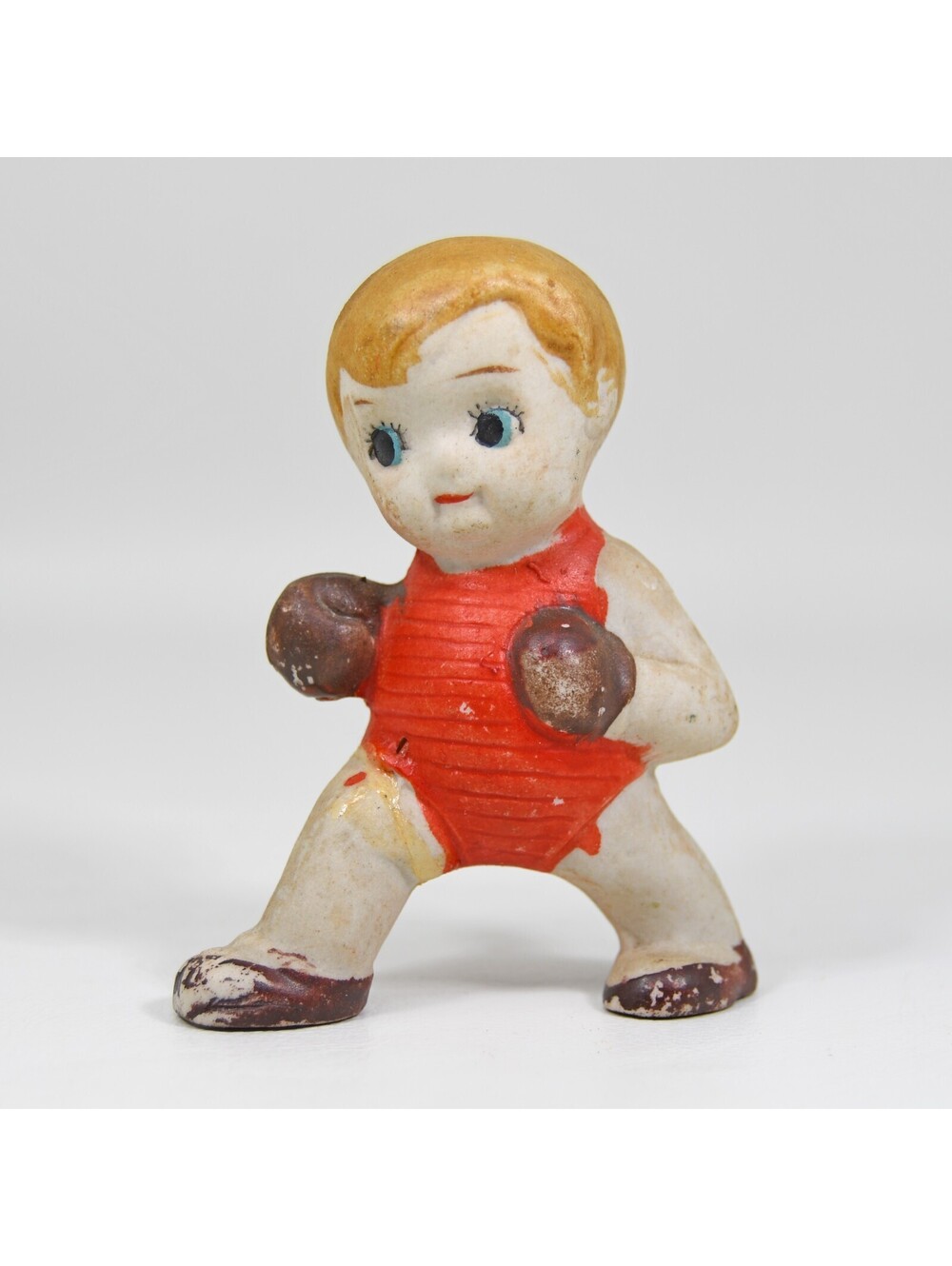 Vintage Japan Bisque Boxing Baby Boy Frozen Charlotte Penny Doll REPAIRED AS IS